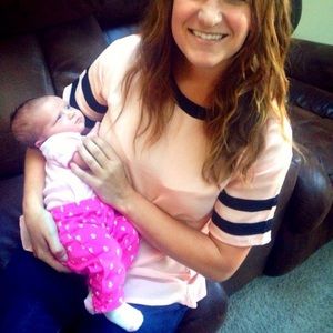 Pink and black sporty top